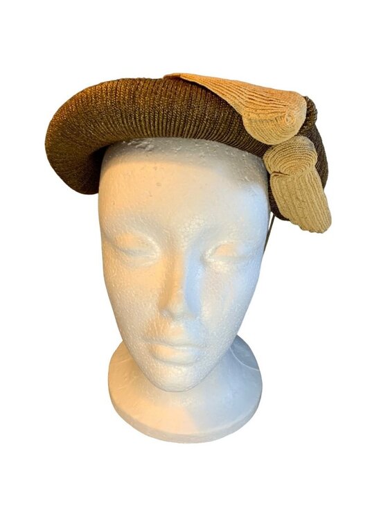 Norman Durand Ladies Brown Metallic Hat Sz 22 Vintage & Elegant main image 6